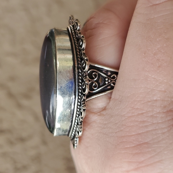 New Huge Dichoric Glass Antique Design 925 Silver Ring. - Picture 4 of 16